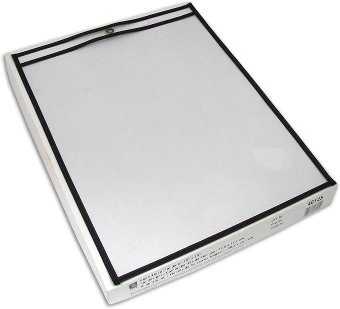 C-Line Stitched Shop Ticket Holders, Both Sides Clear, 12 x 15 Inches, 25 per Box (46125)