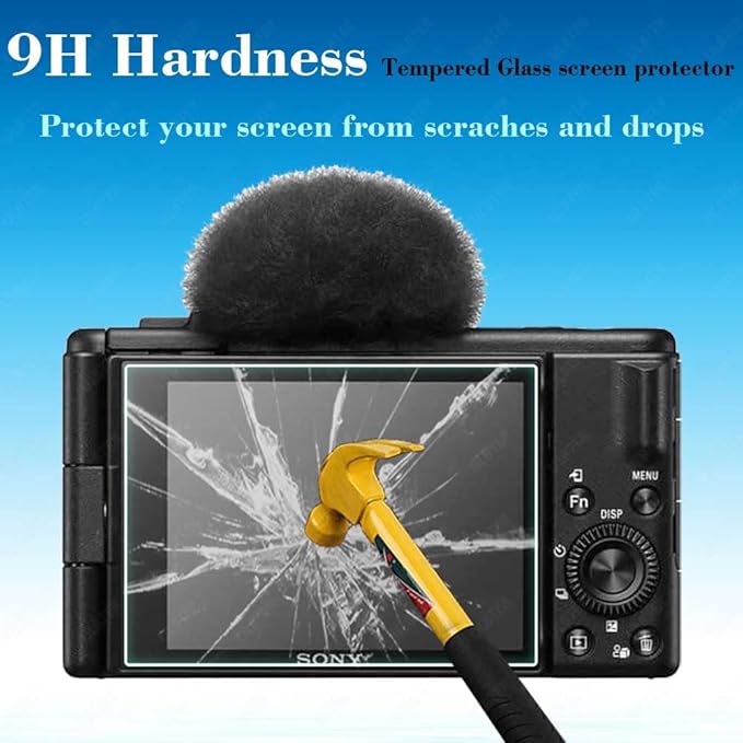 ULBTER Screen Protector for Sony ZV-1F ZV1F Vlog Camera & Hot Shoe Cover 0.3mm 9H Hardness Tempered Glass Cover Anti-Scrach Anti-Fingerprint Anti-Bubble [3+2 Pack]