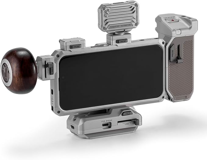 Tilta Khronos Ultimate Kit Compatible with iPhone 15 Pro - Titanium White | Includes Phone Case, LED Light, Hub, Handles, Cooling Fan, ND Filter + More | Mobile Filmmaking System