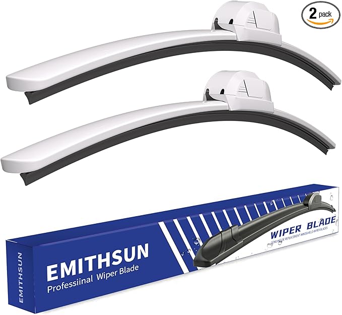 OEM QUALITY 20" + 20" Premium All-Seasons Durable Stable And Quiet White Windshield Wiper Blades (Set of 2)
