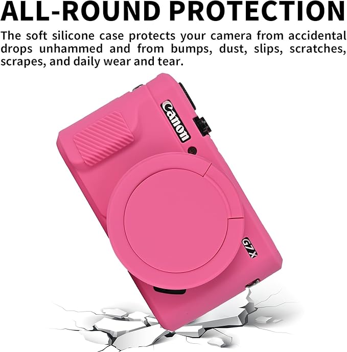 G7X Mark II Case, Protective Case for Canon Powershot G7X Mark II Digital Camera, Removable Lens Cover Silicone Sleeve Soft Camera Cover Rubber Protective Body Skin- Rose