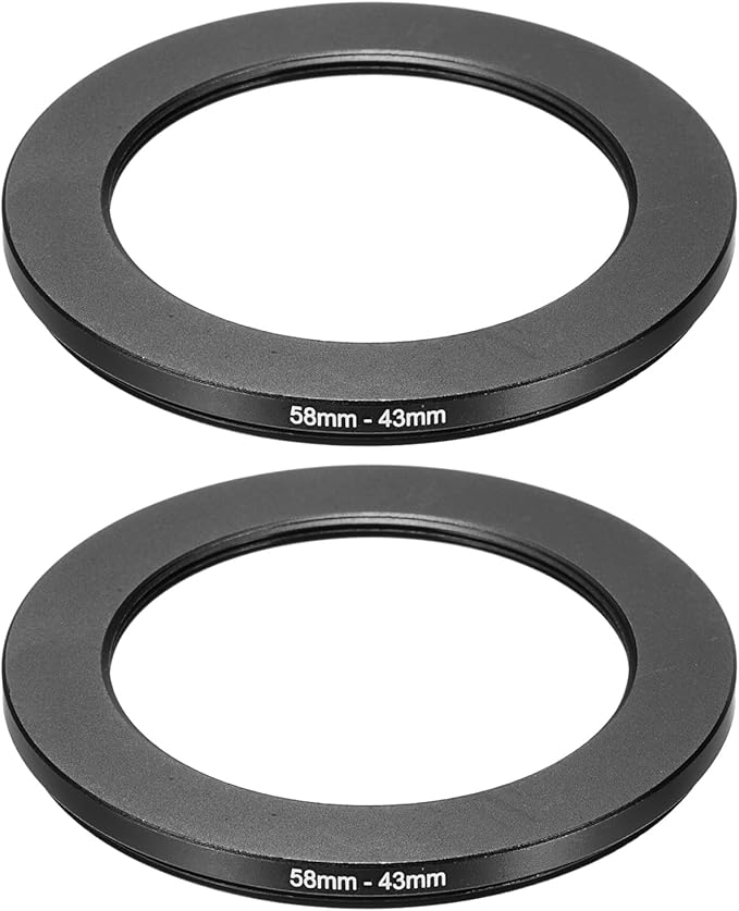 PATIKIL Step Down Ring Adapter 58mm to 43mm, 2 Pcs Filter Step-Down Rings Camera Lens Filters Metal Ring Digital for ND IR DSLR Lenses, Black