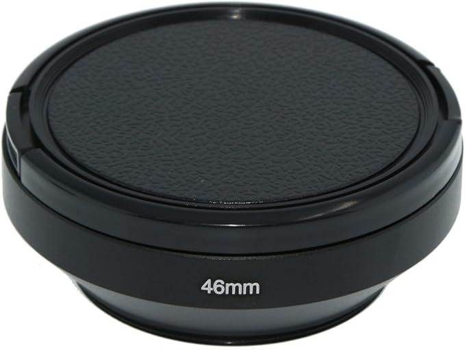 SIOTI 46mm Lens Hood, Oxidation Matte Anti Reflective Treatment, Aluminum Alloy, with 1 * 58mm Lens Cap, Compatible with Sony/Canon/Nikon/Fuji etc >16mm Camera Lens