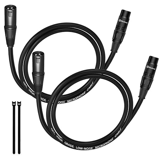 Microphone Cable 3.3FT 2Packs, Premium Balanced Short XLRCables with 3-Pin,XLR to XLR AudioCable for for Recording Studio,Mic Mixer,Podcast