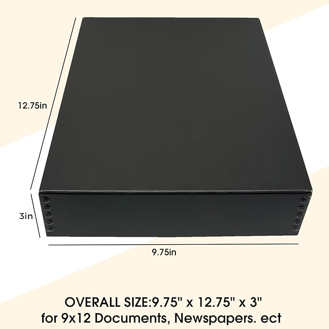 Golden State Art, Acid-Free Archival 9x12 Inches Metal Edge Drop Front Museum Photo Storage Box, Preserve Documents, Prints, Pictures, Photographs, Arts And Crafts, Black