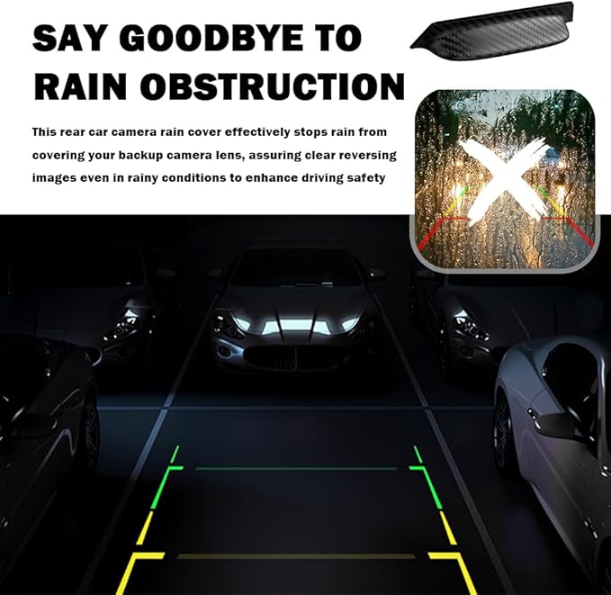 2PCS Backup Camera Rain Shield,Carbon Fiber Backup Camera for Car Anti-Rain Cover for Clear Rear View,Universal Reverse Cameras for Car Rain Cover Fits Cars/SUVs/Trucks (Black/2PCS)