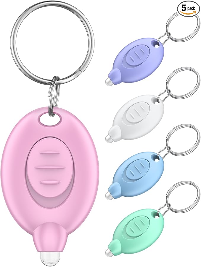 Uniclife 5 Pack LED Keychain Flashlight, 12 Lumen Mini Flashlight Keychain, Portable Mini Flashlights Bulk, Tiny Keychain Light for Outdoor, Work, Camping & Hiking, 5 Color Shells