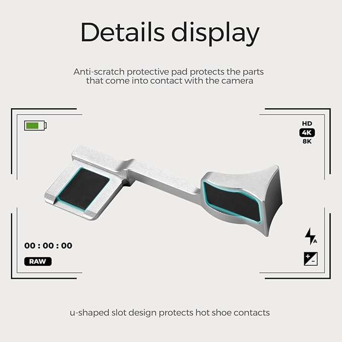 Metal Thumb Grip with Hot Shoe Cover for Leica Q3, Q3 (43) Camera Hot Shoe Thumb Hand Grip Photography Accessories (Silver)