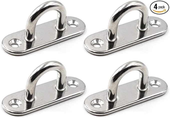 304 Stainless Steel Eye Pad Plate Anchor Mount 5/16" 8mm Great for Yoga Swings Hammocks/Boat Rigging/Marine Deck Hardware/Suspension Training Straps