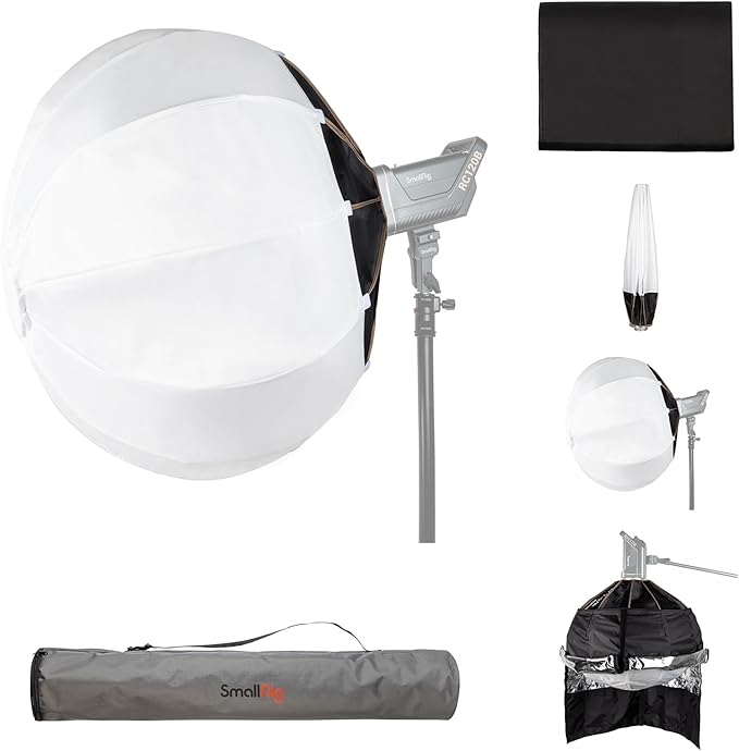 SmallRig Lantern Softbox Quick Release-One Step, Light Modifier with Fabric Barn Doors, Softbox Diffuser for SmallRig Video Light 120B, 120D, 220B, 220D and Other Bowens Mount Light