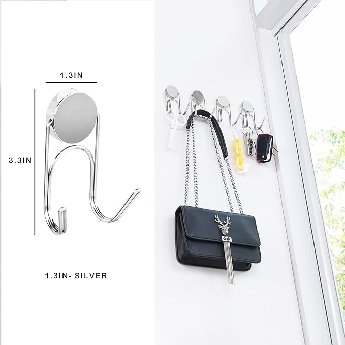 Buelkmag Magnetic Hooks 80Lbs+ 304 Stainless Steel Hooks Heavy Duty Magnets Hanging Hooks for Refrigerator Grill Toolbox Cabins Outdoor,2026 Cruise Essentials Camper Accessories 4pack(Silver)