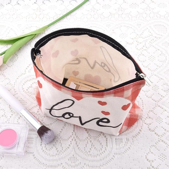 Valentines Day Toiletry Bag Pouch Love Heart Makeup Cosmetic Bag Engagement Anniversary Wedding Gifts Bags for Women Wife Girlfriend Fiancee Travel Make Up Bags Organizer Gf Graduation Bday Gift Idea
