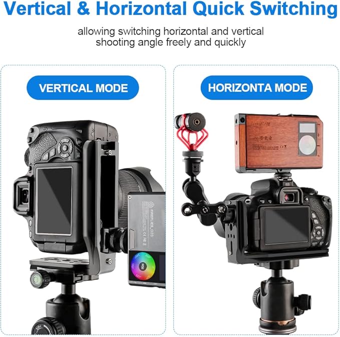 (Real Single One) DSLR Camera L Bracket Quick Release Plate Vertical Horizontal Switching Tripod Compatible with Canon Nikon Sony DJI Ronin Zhiyun Stabilizer Tripod Monopod Can't fit Manfrotto