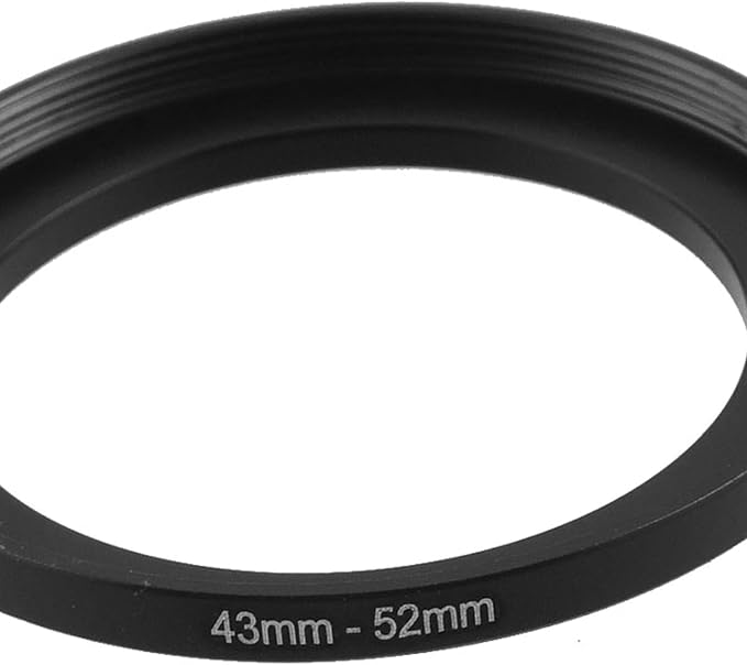 uxcell Metal Step Up Filter Ring Adapter, 43mm to 52mm Step-Up Adapter Ring Filters for Camera Lenses Hood, Aluminum Male 43mm to Female 52mm Camera Stepping Rings, Black