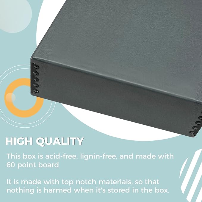 Golden State Art, Archival Storage Box, Acid-Free Drop Front Museum Box with Metal Edge for Storing Artwork Photos Documents Prints Arts and Crafts (Gray-9.75x12.75x3 Inches) Pack of 2