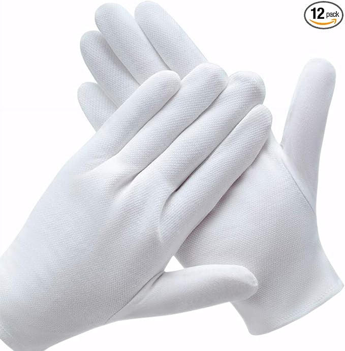 6 Pairs White Cotton Gloves for Dry Hands Eczema SPA Moisturizing - Work Glove Liners for Serving Costume Inspection