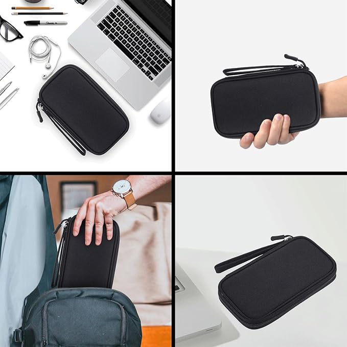 Electronic Organizer Case, Travel Cable Organizer Pouch Electronic Accessories Carry Case Water Resistant Organizer Pouch Bag for Cable, Cord, Charger, Phone, Power Bank, Earphone (Black)