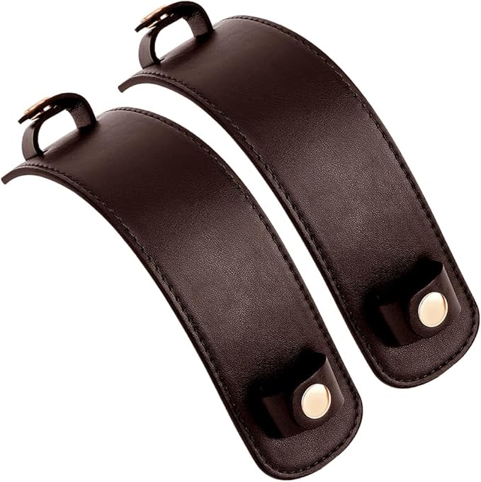 Beebeecraft 2 Sets Tote Bag Shoulder Pad Coconut Brown PU Imitation Leather with Alloy Button Detachable Replacement Bag Handle Wrap Protector Cover Straps for Tote Bags Purse Women DIY Making