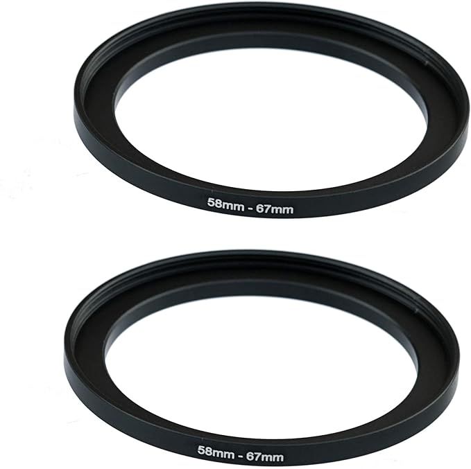 (2-Pcs) 58-67MM Step-Up Ring Adapter, 58mm to 67mm Step Up Filter Ring, 58 mm Male 67 mm Female Stepping Up Ring for DSLR Camera Lens and ND UV CPL Infrared Filter