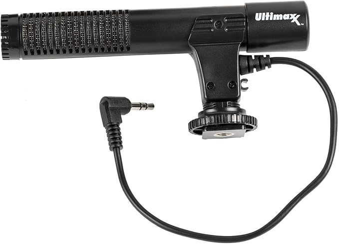 Ultimaxx Uni-directional Microphone with 3.5mm Built in Stereo Plug & Mounting Bracket for DSLR Cameras and Video Cameras