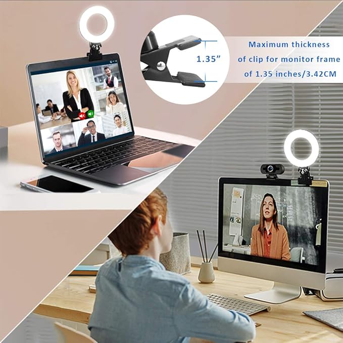 Video Conference Lighting Kit, Ring Light for Monitor Clip On,for Remote Working, Distance Learning,Zoom Call, Self Broadcasting and Live Streaming, Computer Laptop Video Conferencing