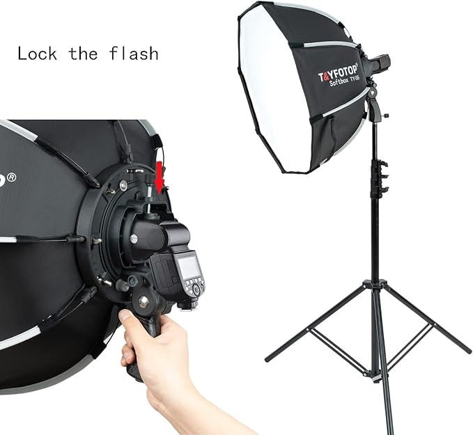 T&YFOTOP 26 inches/65 Centimeters Octagonal Softbox with S-Type Bracket Mount, Carrying Case Compatible with Camera Flash Speedlites TT560 NW561 NW565 NW625 NW635 NW670 750II, etc (65cm softbox)