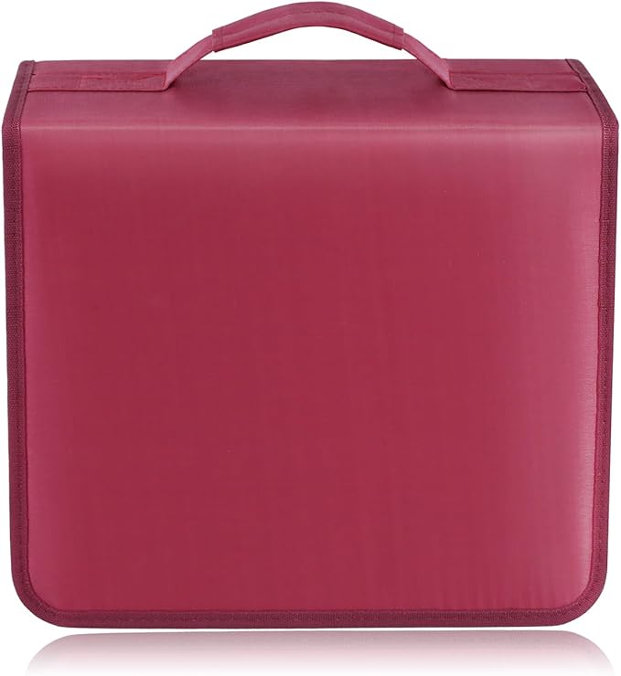 DVD Case CD Storage,256 Capacity CD Cases Holder DVD Storage Case Holders CD DVD Disc Case Storage Wallet Binder for Car Home Office Travel (256 Red)