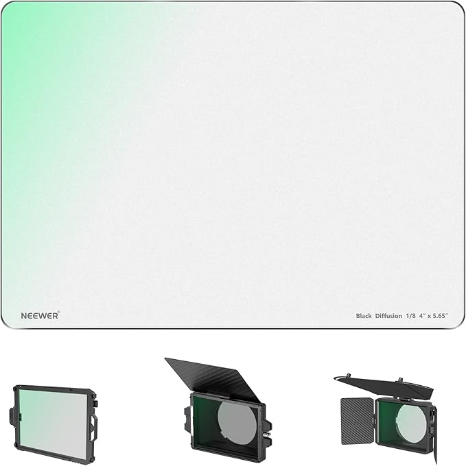 NEEWER 1/8 Black Diffusion Dreamy Cinematic Effect 4"x5.65" Cinema Square Filter (Rectangular) with HD Optical Glass Compatible with Tilta Compatible with SmallRig Matte Box for Photo Videography