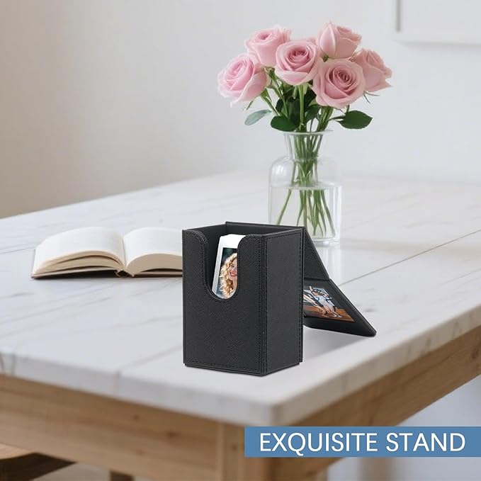 PU Leather Photo Holder Case – MaehSab Compatible with 2x3 Films for Mini Picture Size (54x86mm), Fits 50 Photos, Portable Storage Box with Pocket – Black