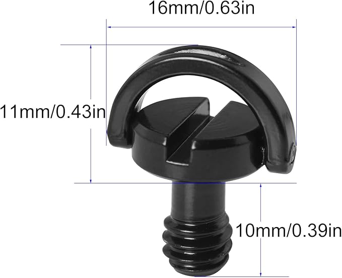 1/4inch Tripod Screw LUORNG 2PCS 1/4"-20 Stainless Steel D Shaft D-Ring for Camera Camcorder Tripod Monopod QR Quick Release Plate, Mounting Screw Adapter, Quick Release Camera Screw, Black