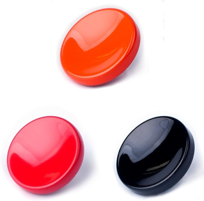 VKO Metal Soft Shutter Release Button,Delicate Camera Shutter Button Black Red Orange 11mm Concave Surface(3 Pack)