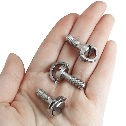3PCS 1/4-20 Thread D-Ring Stainless Steel Camera Fixing Screws, D Shaft Quick Release Plate Mounting Screw for Camera Tripod Monopod QR Plate