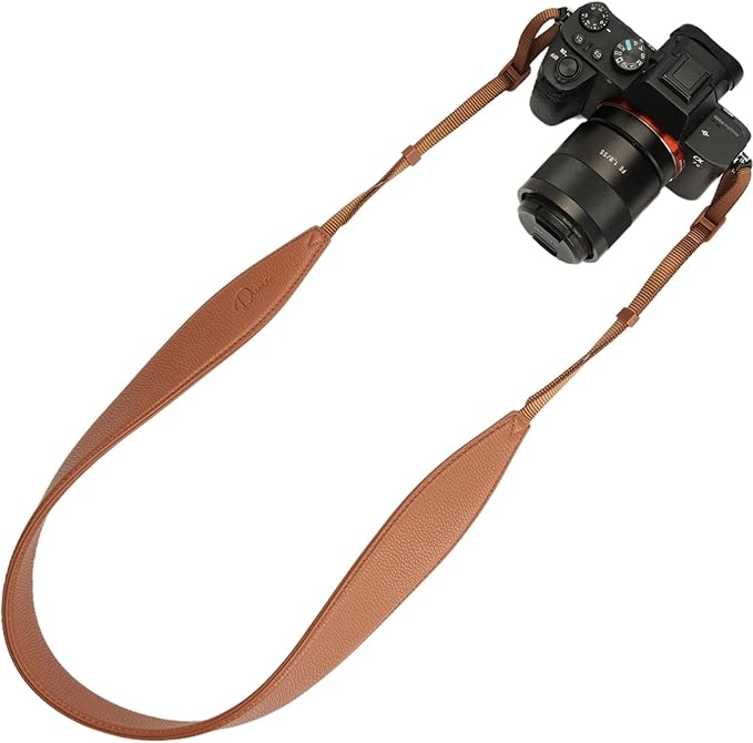 1.8”Wide Camera Strap, Fashionable PU Leather Camera Strap for Sony/Nikon/Canon/Minolta/Panasonic/SLR/DSLR Cameras