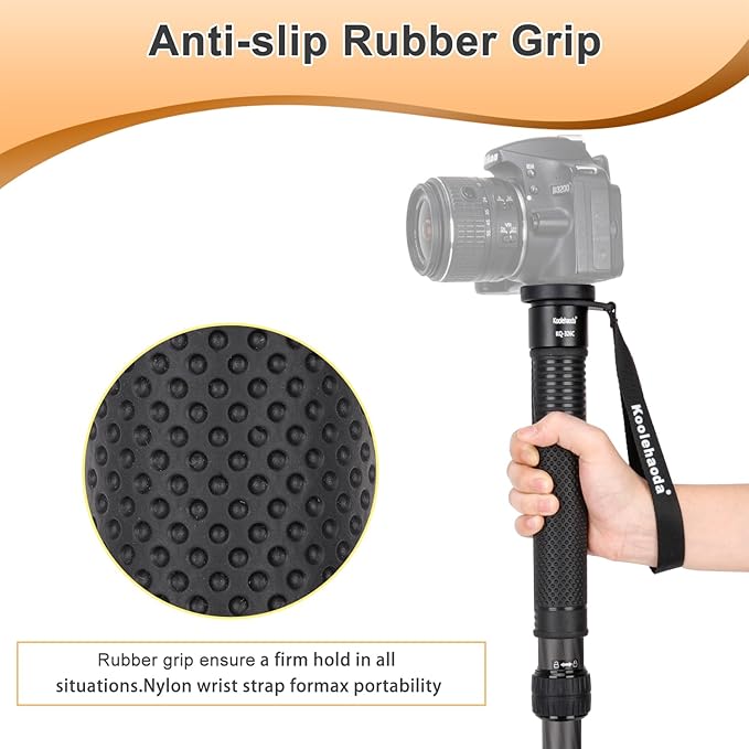 Koolehaoda 69-Inch Carbon Fiber Monopod for DSLR Cameras - 32mm Tube Unipod Stick, Lightweight Portable Travel, 33Lbs Payload Capacity