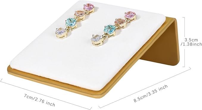 GemeShou Beige Velvet stud earring holders for selling, small earrings storage board for girls, Gold Jewelry earring display stands, Jewelry studs organizer【Beige】