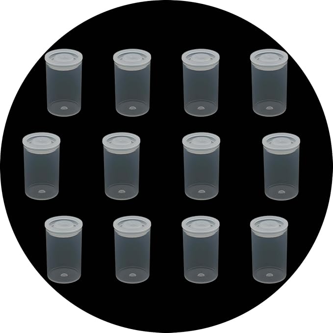PINE & LINEN 12pcs Clear Film Canisters with Lids,33mm/1.3inch Caliber Plastic Film Canisters Camera Reel Containers, Storage Containers for Science Art Projects/Sewing Hobbyists