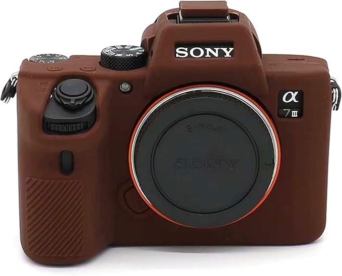 Professional Secure Soft Silicone Camera Case Bag Housing Rubber Body Skin for Sony Alpha A7iii a73 A7R3 A7Riii a7R Mark III a7 Mark III Digital SLR Camera Protective Case (Coffee)