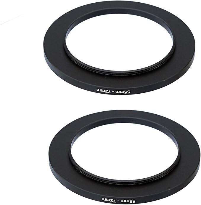 (2 Pcs) 55-72MM Step-Up Ring Adapter, 55mm to 72mm Step Up Filter Ring, 55 mm Male 72 mm Female Stepping Up Ring for DSLR Camera Lens and ND UV CPL Infrared Filters