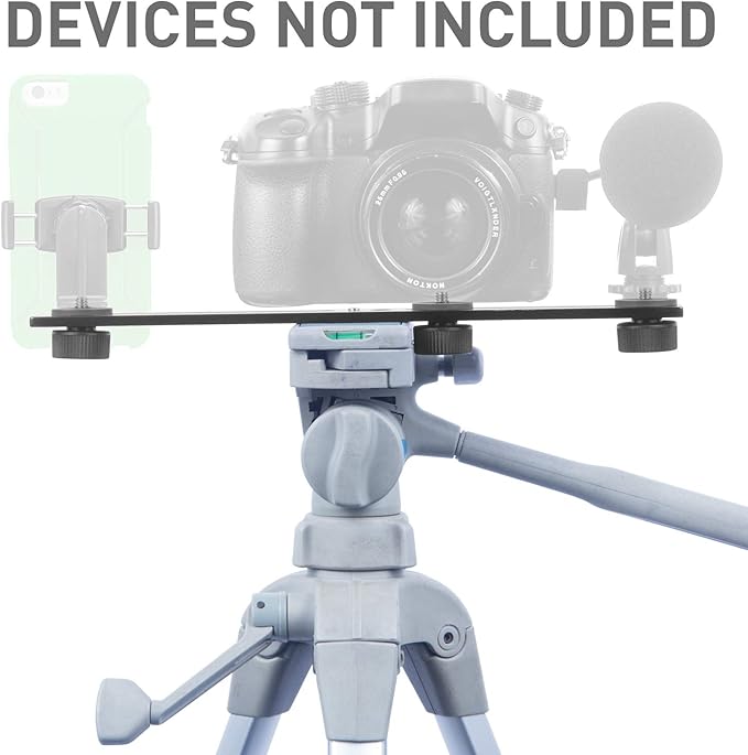 iBOLT 10 inch Tripod Camera Slider Bar with 3 Camera (_ inch) Screw attachments- Great for Adding Additional Microphones, LED Lights, Camera Flash, Monitors, etc.- DSLR Cameras, GoPros, Video Cameras