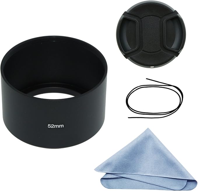 SIOTI 52mm Lens Hood, Oxidation Matte Anti Reflective Treatment, Aluminum Alloy, with 1 * 58mm Lens Cap, Compatible with Sony/Canon/Nikon/Fuji etc >85mm Camera Lens