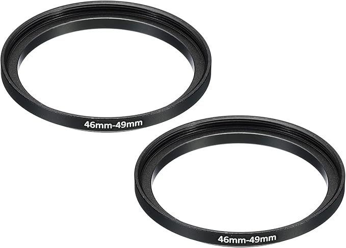 PATIKIL 46mm-49mm Metal Step Up Ring, 2 Pack Camera Lens Filter Adapter Ring Aluminum Filter Adapter Ring for Camera Lenses Hood, Black