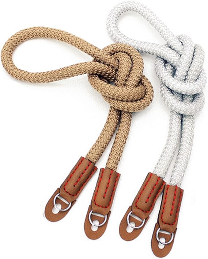 MINI GAGA DOROM Vintage Handmade Cotton Leather Rope Camera Neck Strap for Micro Single and DSLR Camera Long Silver