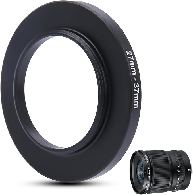 Metal Step Up Ring Filter Adapter - 27mm to 37mm - Metal Ring Step Up Rings Adapter Filter Compatible with All 37mm UV, CPL, ND, Lens Hood, Threaded Lens ect