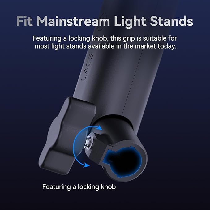 Ulanzi LA03 Handheld Light Stand Adapter, Quick Adjustment DSLR Mirrorless Camera Camcorder Monocular Hand Grip Stabilizer with 1/4" Screw, Portable Handheld Grip for COB Light, Tripod, Phone Clips