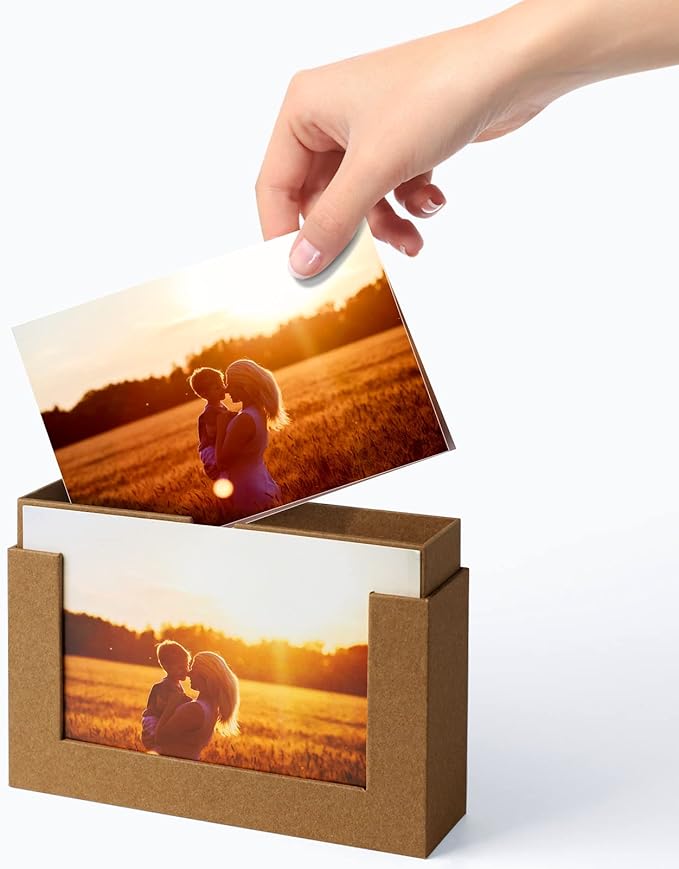 Aiuonenian Cardboard Photo Boxes 5x7 For Pictures, Family Photos Storage Box Set, Photo Album Box Archival For Couple Photos, Postcards Box (2 pack)