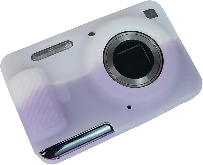 Easy Hood Camera Case for Kodak PIXPRO FZ55, Soft Silicone Cover Anti-Scratch Slim Fit FZ55 DSLR Camera Sleeve Body Skin Travel Protective Case, White Purple