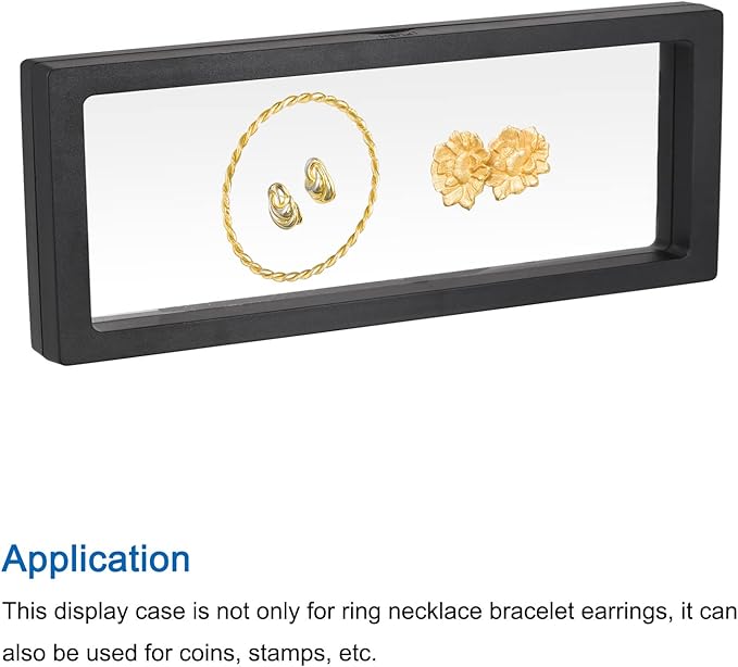 MECCANIXITY Floating Frame Display Holder Stand 3D Jewelry Display Box 11.81 x 3.54 x 0.79 inch Black for Ring Necklace Bracelet Earring Pack of 2