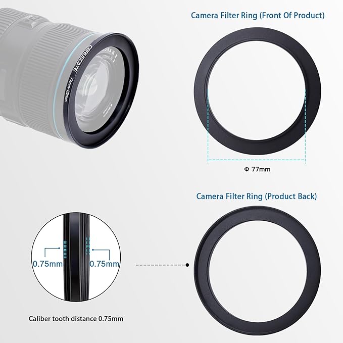 9Pcs 77mm Filter Ring Adapter Set,Filter Metal Stepping Rings for All Brands UV ND CPL 77-46mm,77-49mm,77-52mm,77-55mm,77-58mm,77-62mm,77-67mm,77-72mm,77-82mm