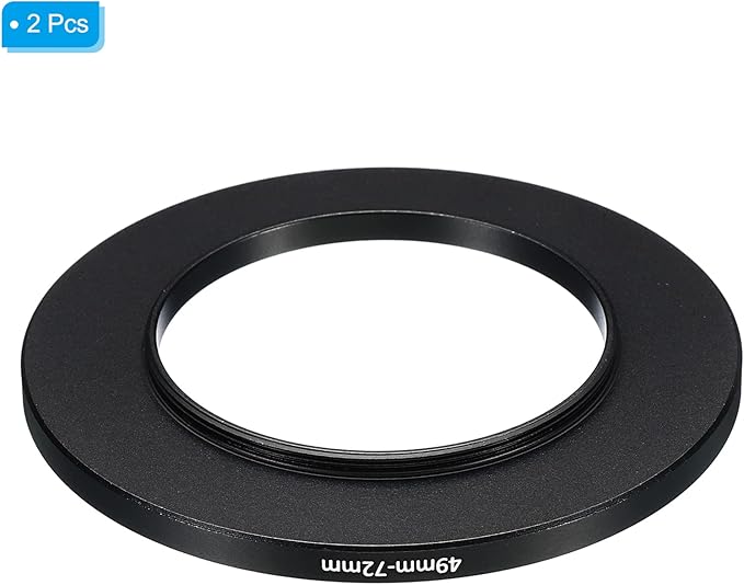 PATIKIL 49mm-72mm Metal Step Up Ring, 2 Pack Camera Lens Filter Adapter Ring Aluminum Filter Adapter Ring for Camera Lenses Hood, Black