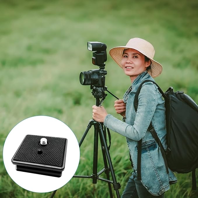 41mm (1-5/8") Quick Release Plate, Universal Camera Tripod Mount Adapter with Tool-Free Thumb Screw for 41x41mm Square Socket Tripod Heads